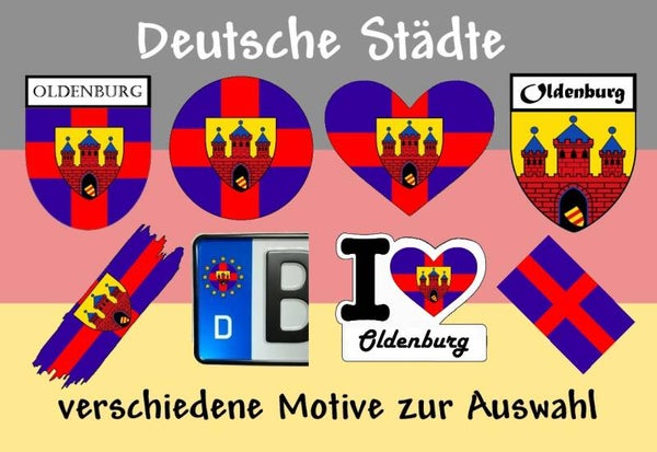 Aufkleber - Flagge,Wappen- Stadt - Oldenburg - versch. Motive