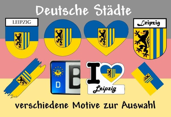 Aufkleber - Flagge,Wappen- Stadt - Leipzig - versch. Motive