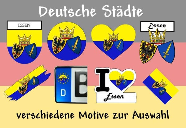 Aufkleber - Flagge,Wappen- Stadt - Essen - versch. Motive