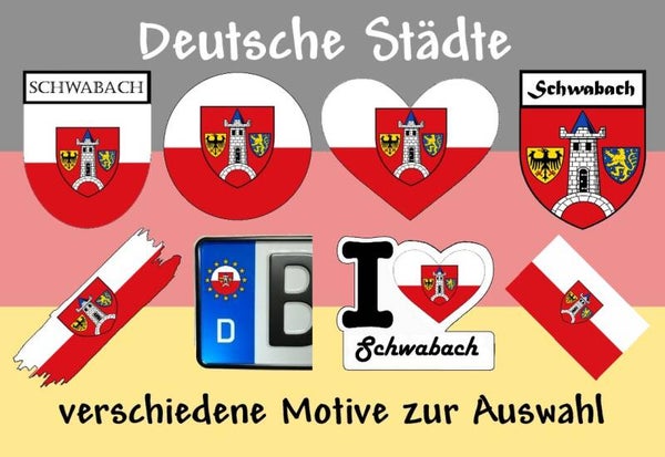 Aufkleber - Flagge,Wappen- Stadt - Schwabach - versch. Motive