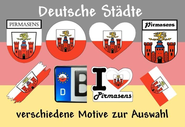 Aufkleber - Flagge,Wappen- Stadt - Pirmasens - versch. Motive