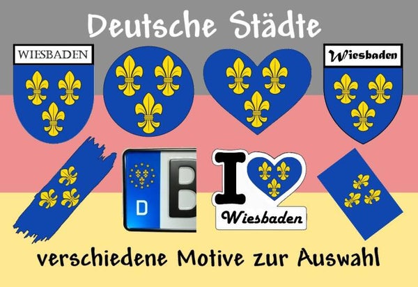 Aufkleber - Flagge,Wappen- Stadt - Wiesbaden - versch. Motive
