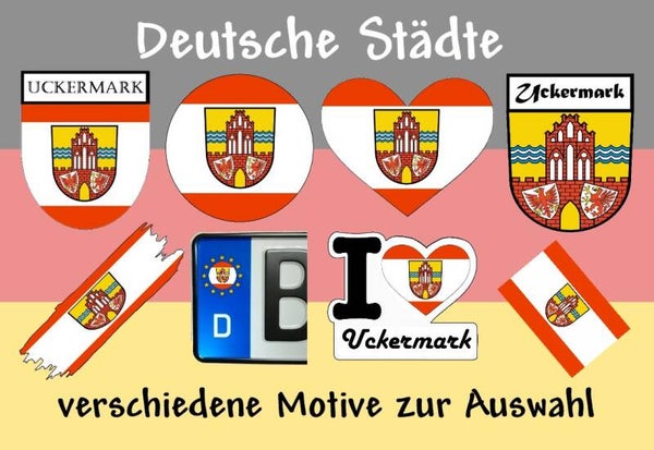 Aufkleber - Flagge,Wappen- Stadt - Uckermark - versch. Motive