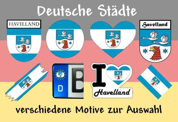 Aufkleber - Flagge,Wappen- Stadt - Havelland - versch. Motive