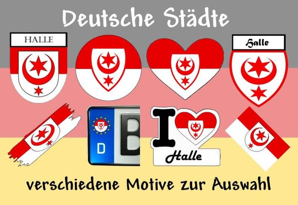 Aufkleber - Flagge,Wappen- Stadt - Halle - versch. Motive