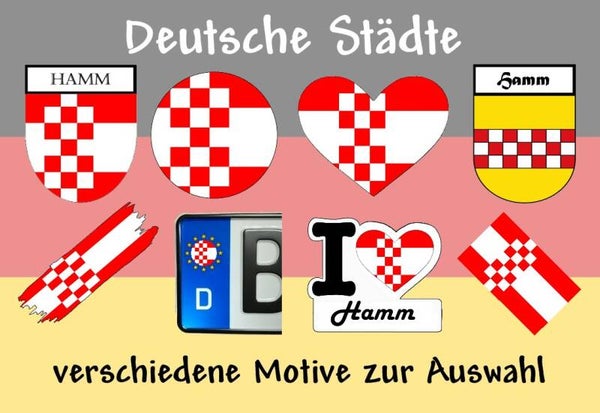 Aufkleber - Flagge,Wappen- Stadt - Hamm - versch. Motive