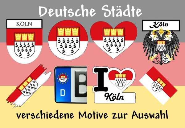 Aufkleber - Flagge,Wappen- Stadt - Köln - versch. Motive