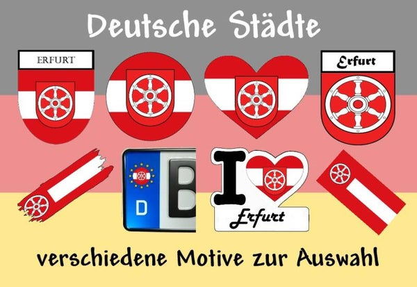 Aufkleber - Flagge,Wappen- Stadt - Erfurt - versch. Motive