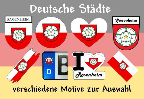 Aufkleber - Flagge,Wappen- Stadt - Rosenheim - versch. Motive