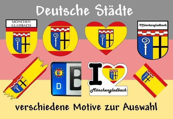 Aufkleber - Flagge,Wappen- Stadt - Mönchengladbach - versch. Motive
