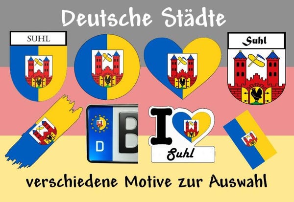 Aufkleber - Flagge,Wappen- Stadt - Suhl - versch. Motive