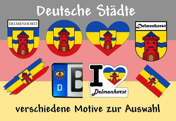 Aufkleber - Flagge,Wappen- Stadt - Delmenhorst - versch. Motive