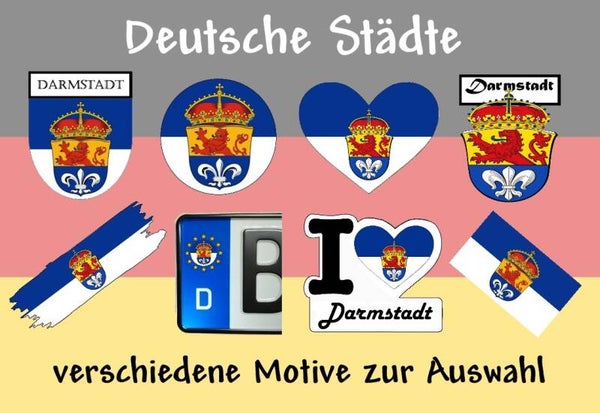 Aufkleber - Flagge,Wappen- Stadt - Darmstadt - versch. Motive