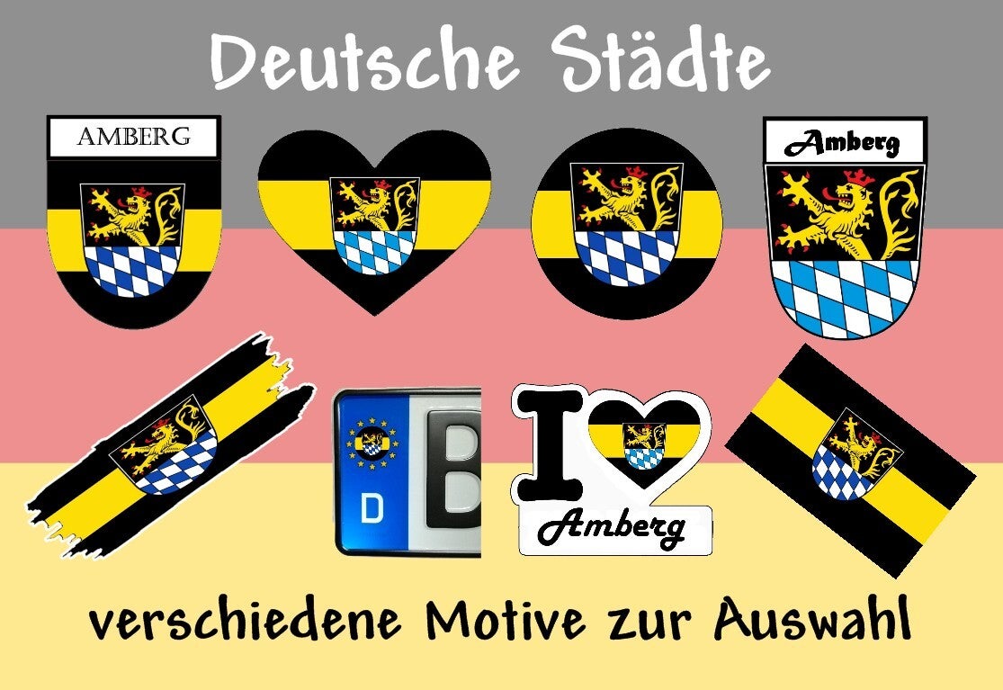 Aufkleber - Flagge,Wappen- Stadt - Amberg - versch. Motive