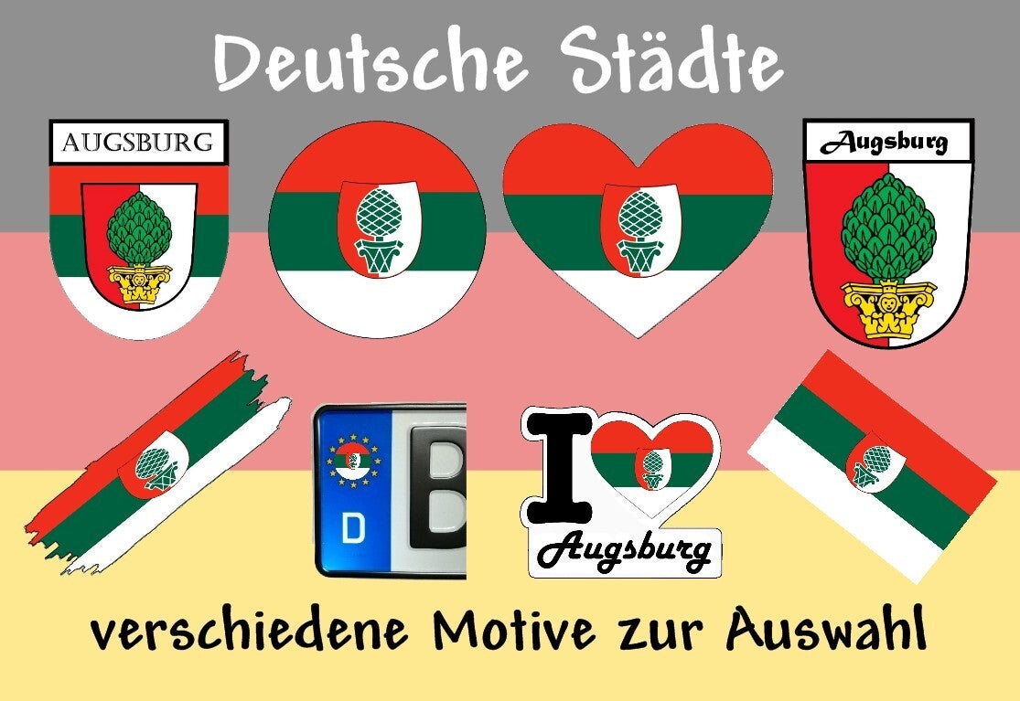 Aufkleber - Flagge,Wappen- Stadt - Augsburg - versch. Motive