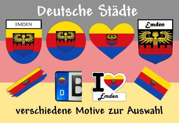 Aufkleber - Flagge,Wappen- Stadt - Emden - versch. Motive