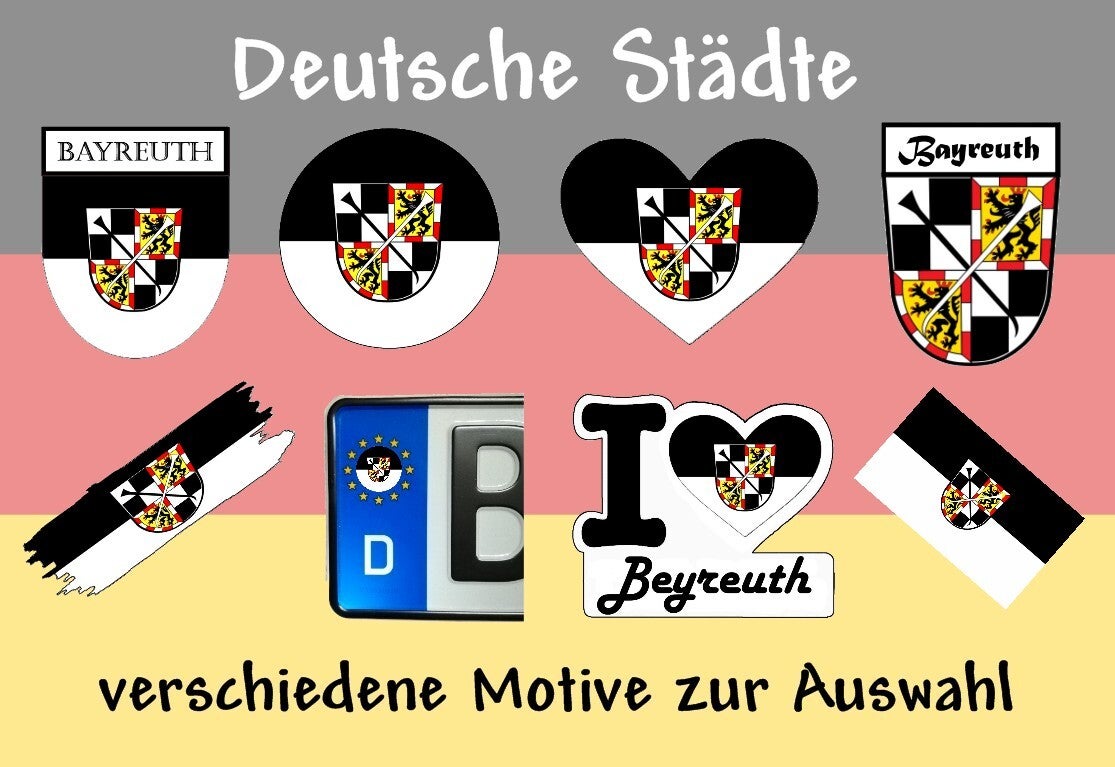 Aufkleber - Flagge,Wappen- Stadt - Beyreuth - versch. Motive