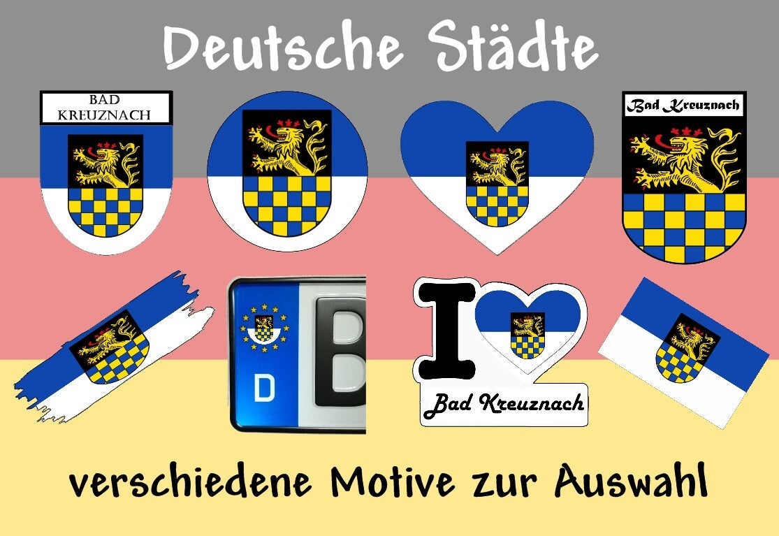 Aufkleber - Flagge,Wappen- Stadt - Bad Kreuznach - versch. Motive