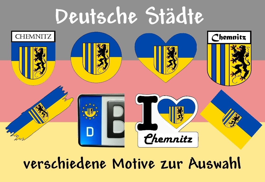 Aufkleber - Flagge,Wappen- Stadt - Chemnitz - versch. Motive