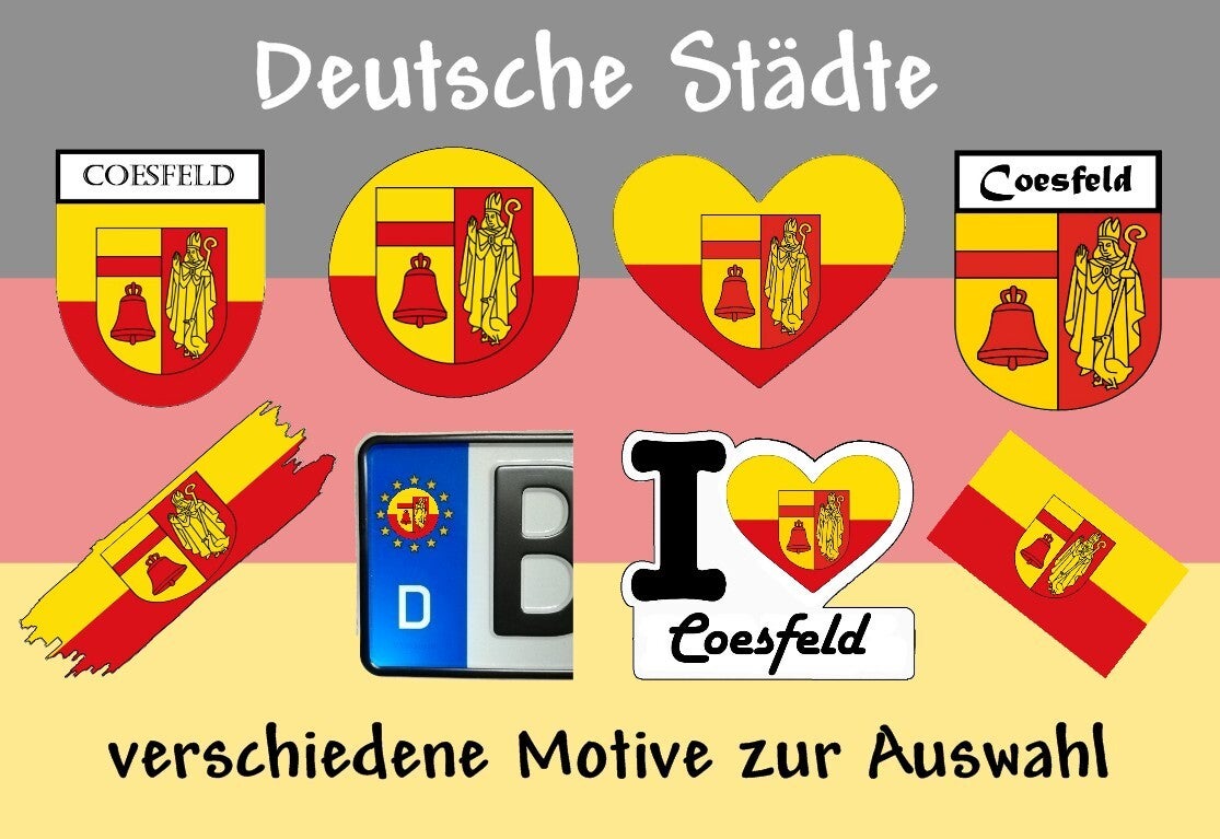 Aufkleber - Flagge,Wappen- Stadt - Coesfeld - versch. Motive