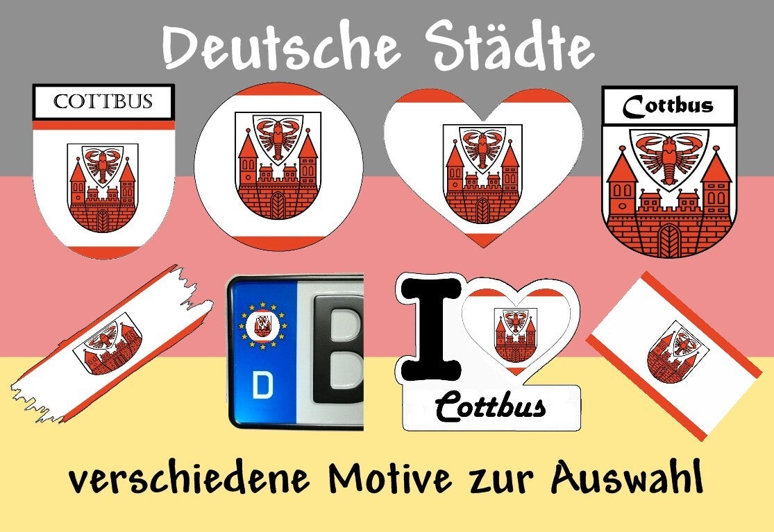 Aufkleber - Flagge,Wappen- Stadt - Cottbus - versch. Motive