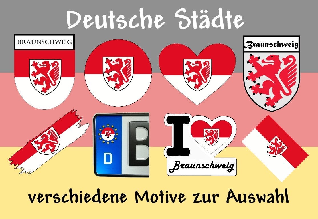 Aufkleber - Flagge,Wappen- Stadt - Braunschweig - versch. Motive