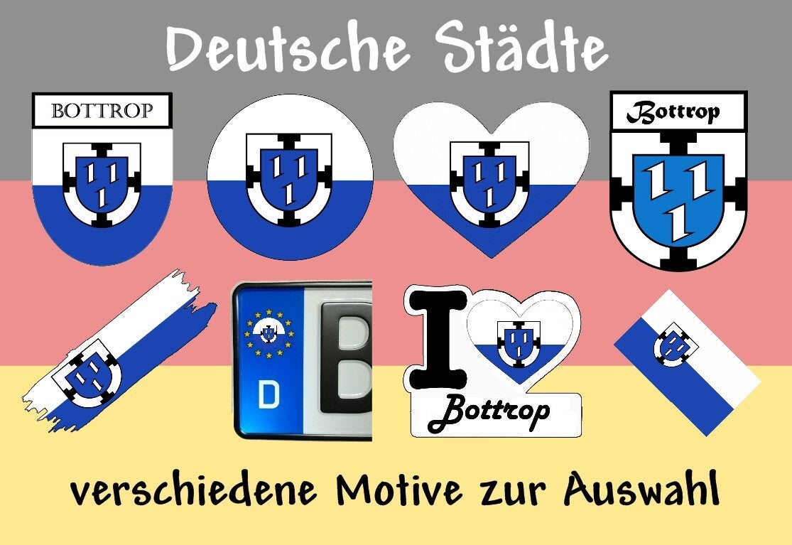 Aufkleber - Flagge,Wappen- Stadt - Bottrop - versch. Motive