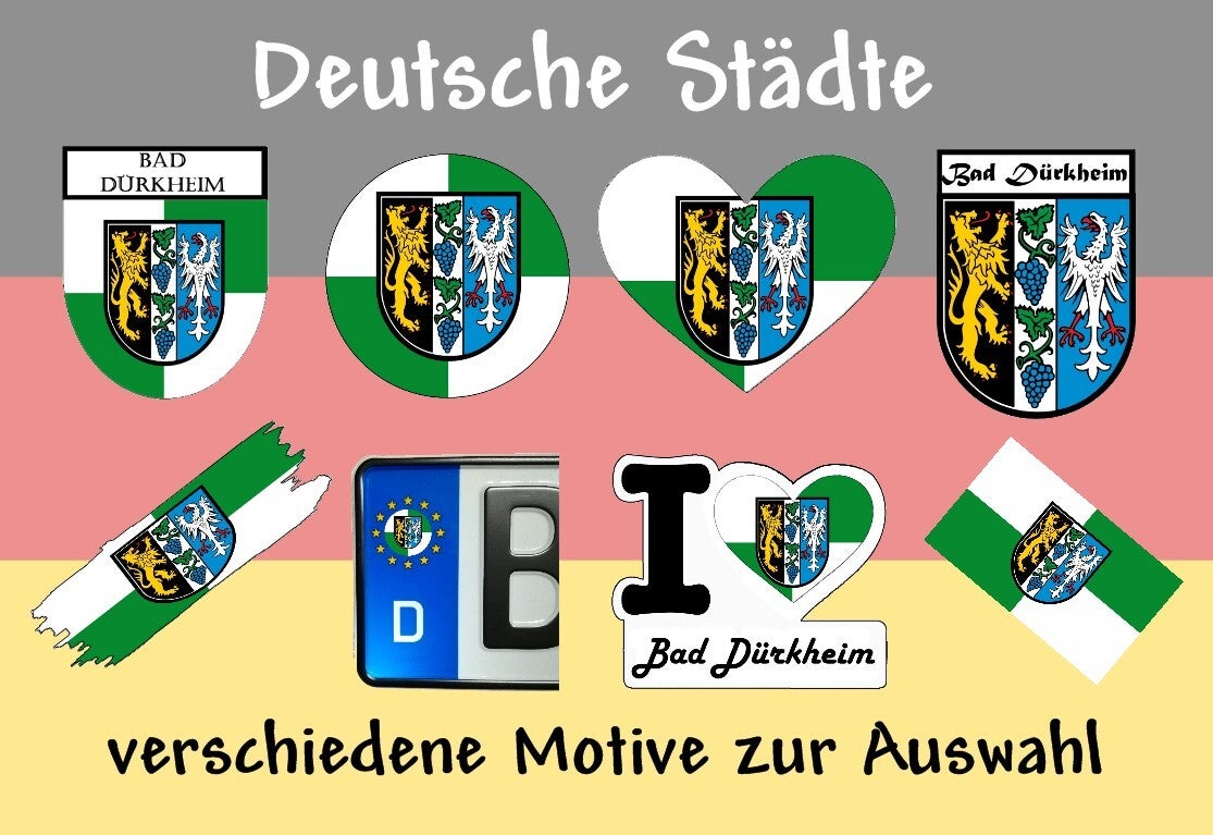 Aufkleber - Flagge,Wappen- Stadt - Bad Dürkheim - versch. Motive