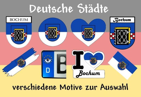 Aufkleber - Flagge,Wappen- Stadt - Bochum - versch. Motive