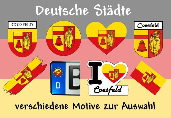 Aufkleber - Flagge,Wappen- Stadt - Coesfeld - versch. Motive