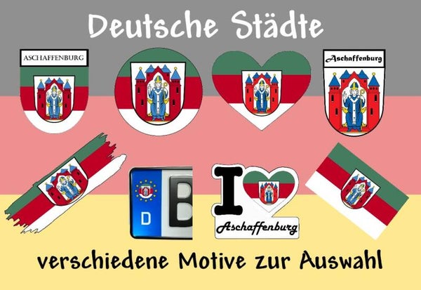 Aufkleber - Flagge,Wappen- Stadt - Aschaffenburg - versch. Motive