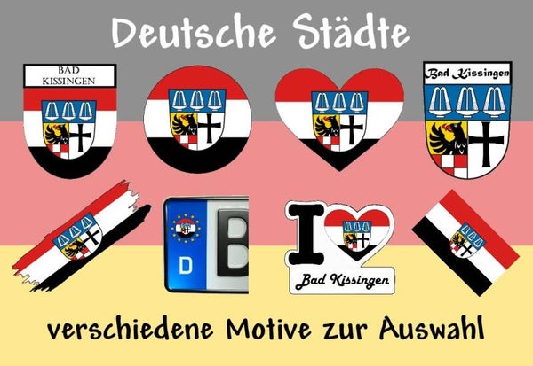 Aufkleber - Flagge,Wappen- Stadt - Bad Kissingen - versch. Motive