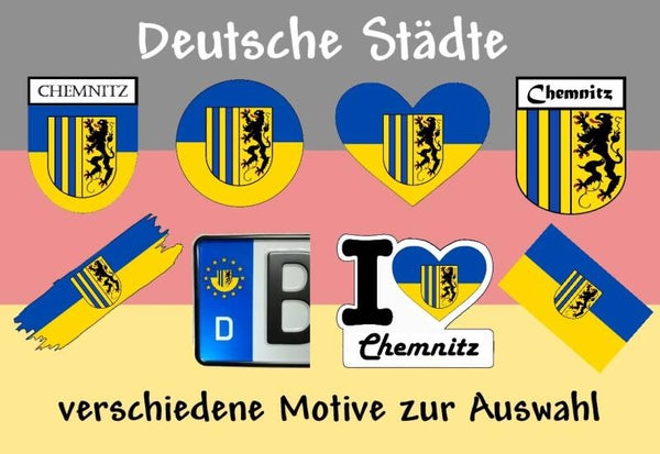 Aufkleber - Flagge,Wappen- Stadt - Chemnitz - versch. Motive