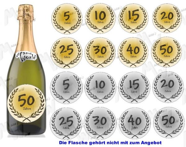 Aufkleber- Jubiläum Deko Geschenk Flaschen Aufkleber - versch. Größen