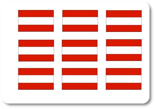 Aufkleber - Sticker - Österreich Flagge - Set - 18 Stück - 25x15 mm