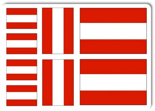 Aufkleber - Sticker - Österreich Flagge - Set - 8 Stück - versch. Größen