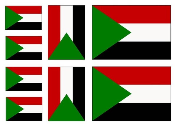 Aufkleber - Sticker - Sudan  Flagge - Set - 8 Stück - versch. Größen