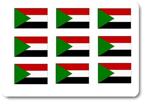 Aufkleber - Sticker - Sudan  Flagge - Set - 18 Stück - 25x15