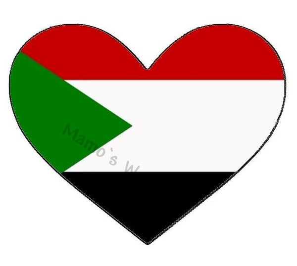 Aufkleber - Flagge - Sudan - Herzform - versch. Größen