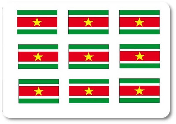 Aufkleber - Sticker - Suriname Flagge - Set - 18 Stück - 25x15