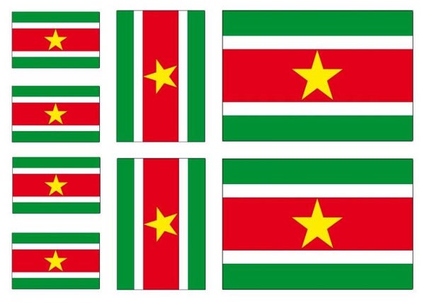 Aufkleber - Sticker - Suriname  Flagge - Set - 8 Stück - versch. Größen