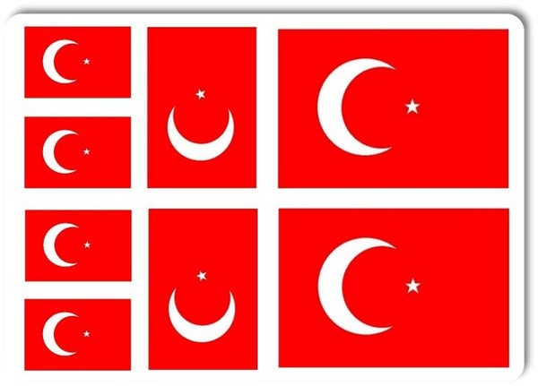 Aufkleber - Sticker - Türkei Flagge - Set - 8 Stück - versch. Größen