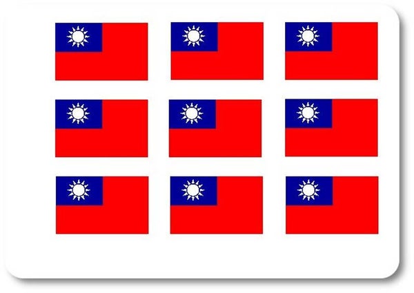 Aufkleber - Sticker -  Taiwan  Flagge - Set - 18 Stück - 25x15