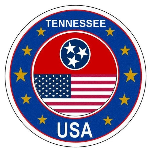 Aufkleber - Bundesstaaten USA - Tennessee  - Rund - versch. Größe