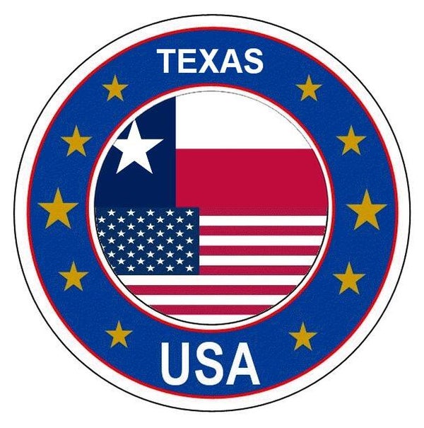 Aufkleber - Bundesstaaten USA - Texas  - Rund - versch. Größe