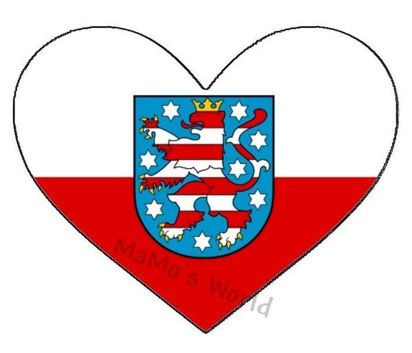Aufkleber - Flagge - Thüringen - Herzform - versch. Größen