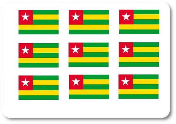 Aufkleber - Sticker - Togo  Flagge - Set - 18 Stück - 25x15
