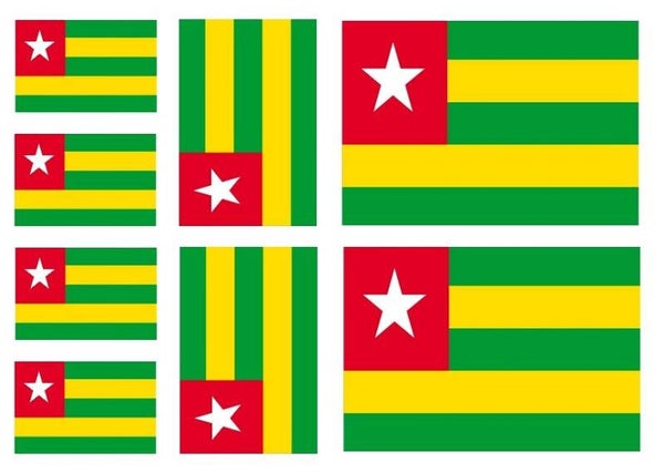 Aufkleber - Sticker - Togo  Flagge - Set - 8 Stück - versch. Größen