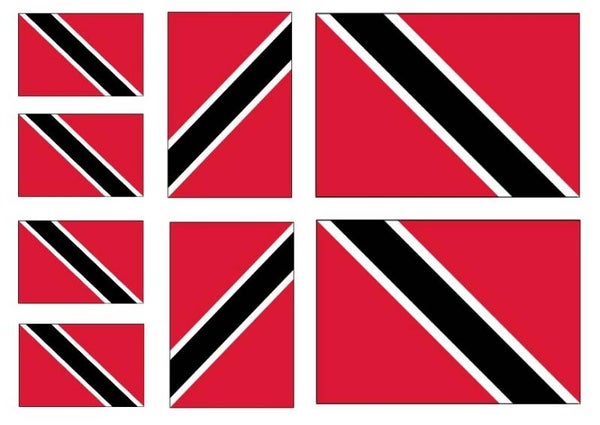 Aufkleber - Sticker - Trinidad & Tobago  Flagge - Set - 8 Stück - versch. Größen