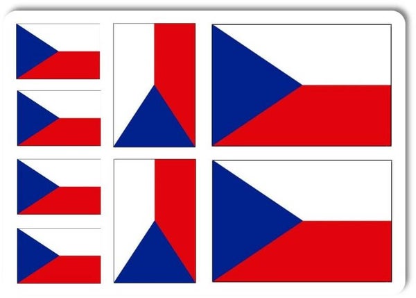 Aufkleber - Sticker - Tschechien Flagge - Set - 8 Stück - versch. Größen